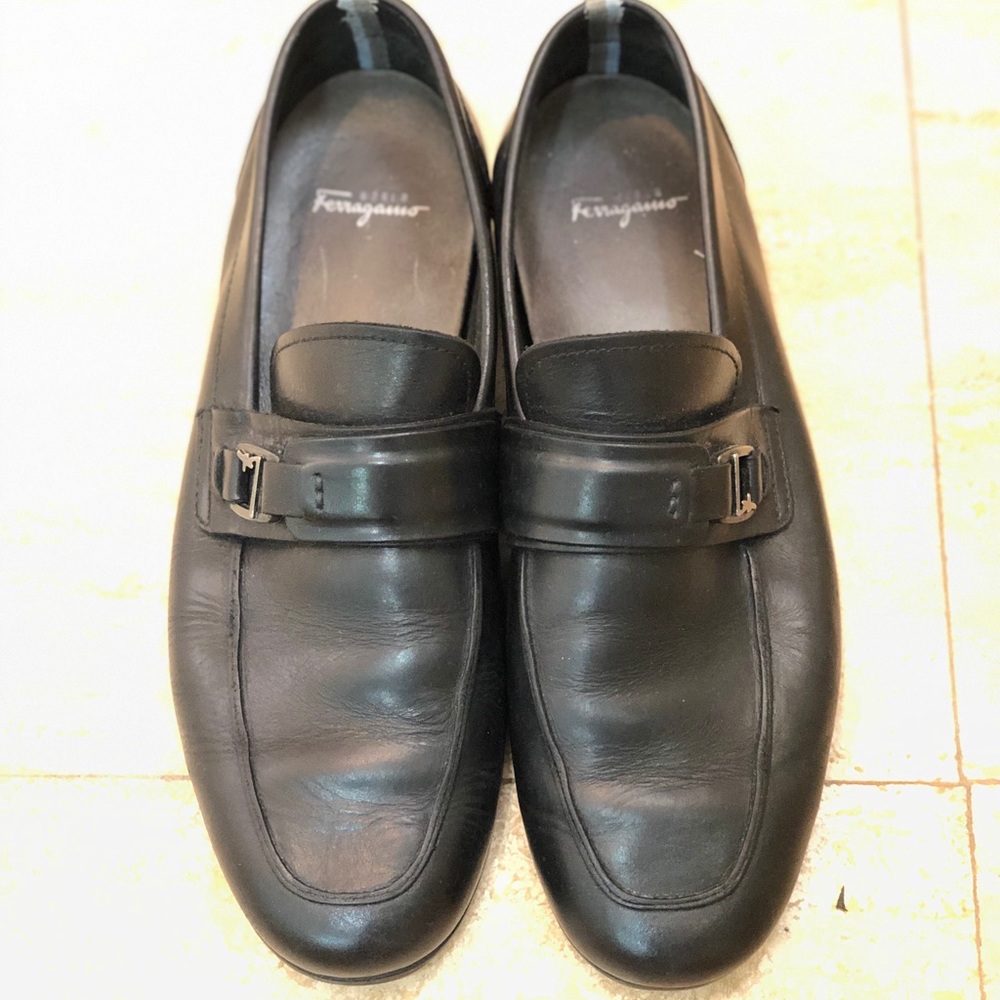 Salvatore Ferragamo Black Leather Loafers